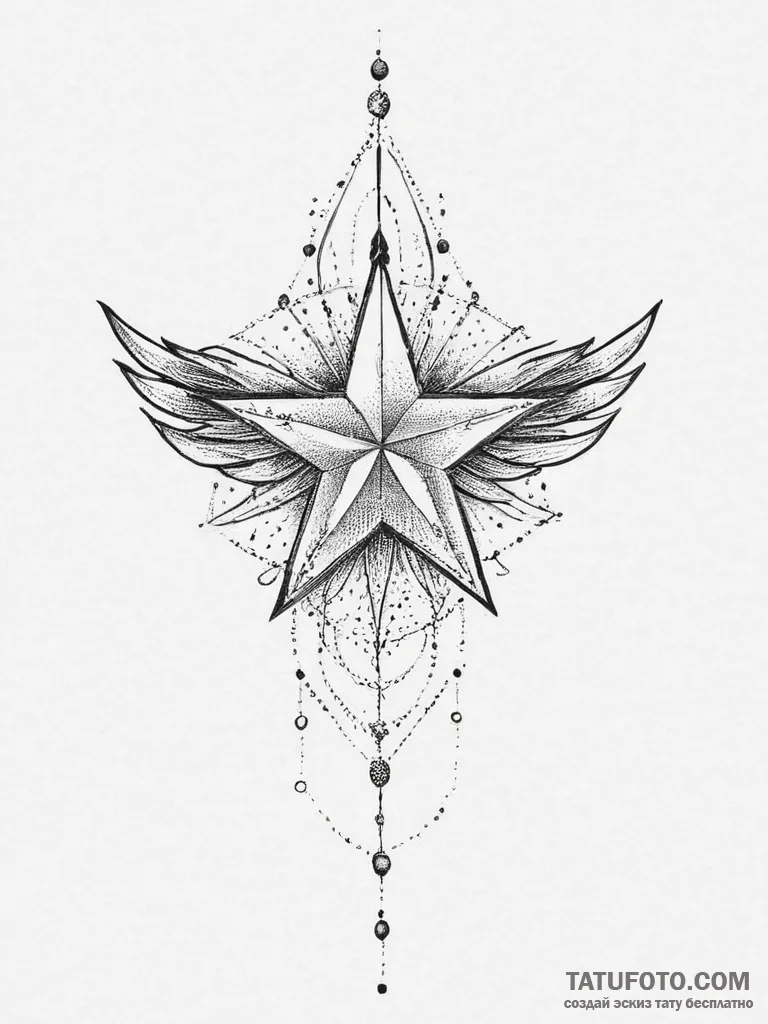 Tattoo sketch winged star, tattoo sketch desi... - эскиз тату (№1757212595_0, 07.09.2025 02:36) — Tatufoto.com