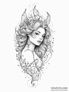 Tattoo sketch siren tattoo, concept art for t... - эскиз тату (№1757212790_0, 07.09.2025 02:39) — Tatufoto.com