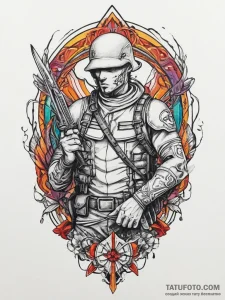 Tattoo sketch soldier with a knife, tattoo dr... - эскиз тату (№1757213580_0, 07.09.2025 02:53) — Tatufoto.com