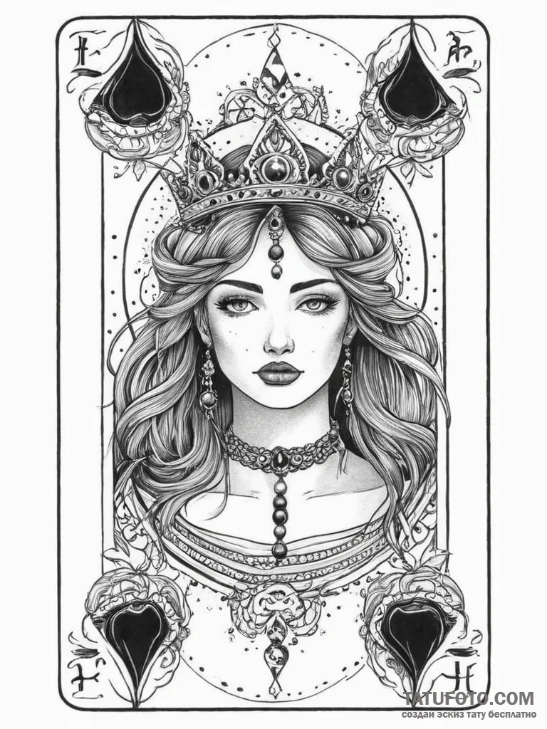 Tattoo sketch tarot card empress, tattoo flas... - эскиз тату (№1757215376_0, 07.09.2025 03:22) — Tatufoto.com