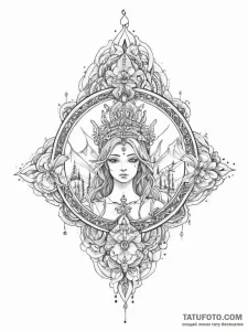 Tattoo sketch sacred kingdom - эскиз тату (№1757215579_0, 07.09.2025 03:26) — Tatufoto.com