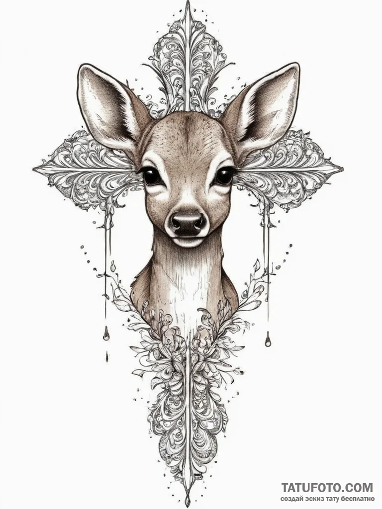 Tattoo sketch graceful fawn tattoo, tattoo sk... - эскиз тату (№1757217580_0, 07.09.2025 03:59) — Tatufoto.com