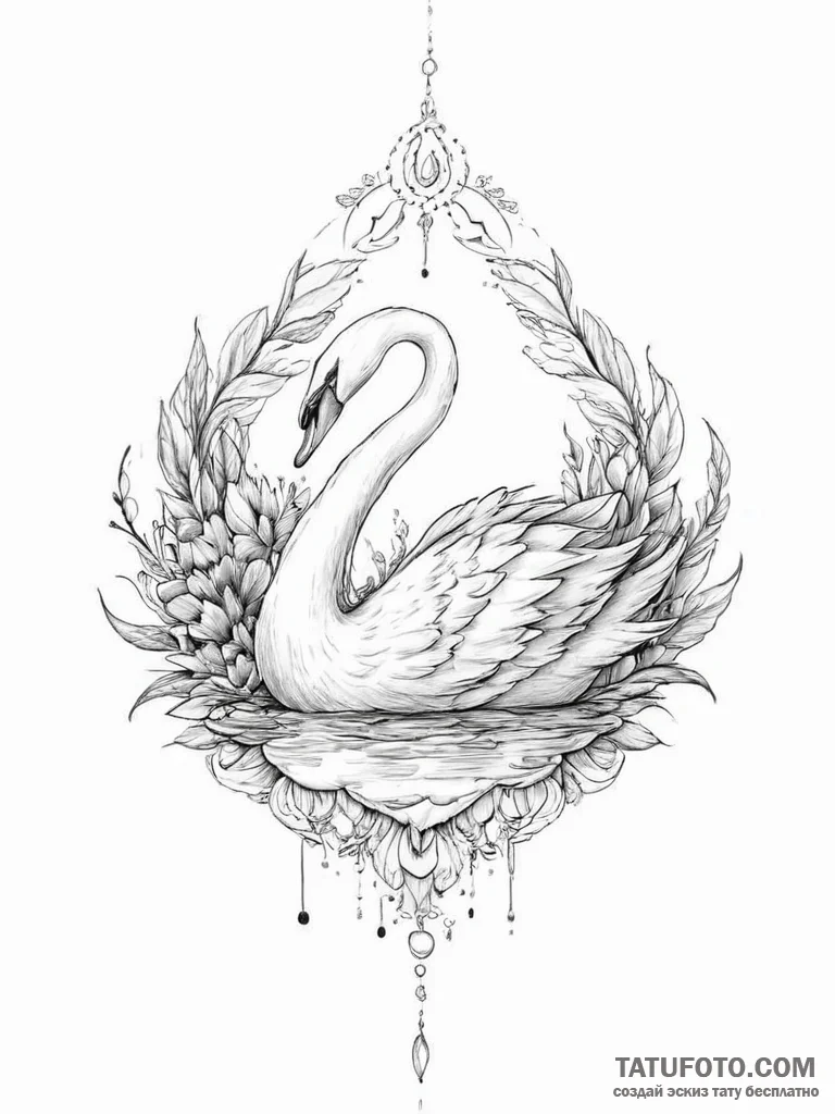 Tattoo sketch swan tattoo - эскиз тату (№1757219758_0, 07.09.2025 04:35) — Tatufoto.com