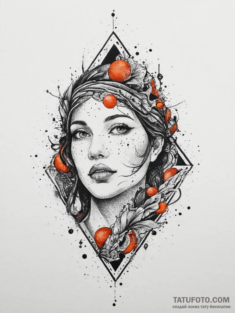Tattoo sketch orange, concept art for tattoo,... - эскиз тату (№1757219953_0, 07.09.2025 04:39) — Tatufoto.com