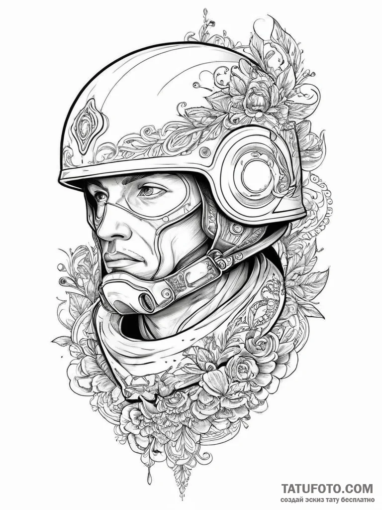 Tattoo sketch soldier with a helmet, concept... - эскиз тату (№1757220349_0, 07.09.2025 04:45) — Tatufoto.com