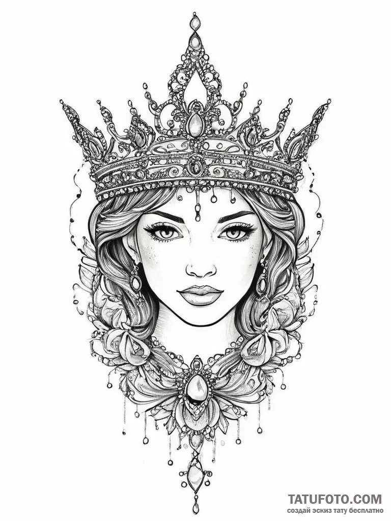 Tattoo sketch tiara tattoo, artistic tattoo s... - эскиз тату (№1757220748_0, 07.09.2025 04:52) — Tatufoto.com
