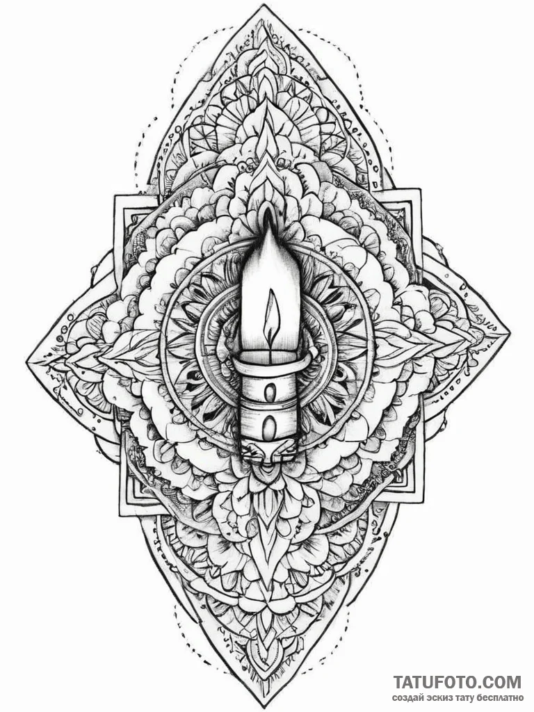 Tattoo sketch book stack with a candle, artis... - эскиз тату (№1757221140_0, 07.09.2025 04:59) — Tatufoto.com