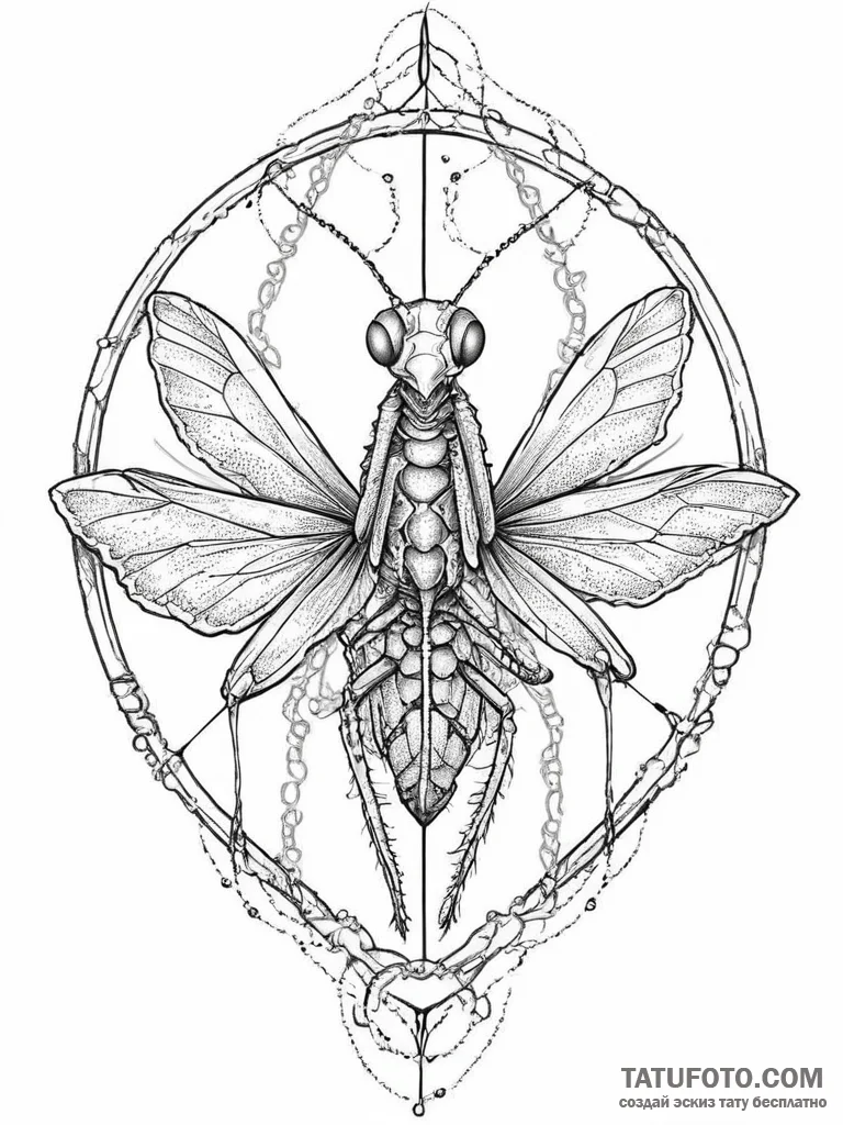 Tattoo sketch praying mantis, concept art for... - эскиз тату (№1757222138_0, 07.09.2025 05:15) — Tatufoto.com