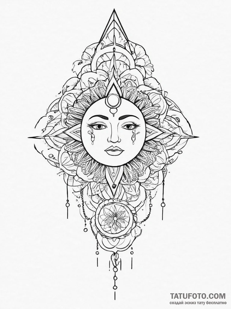 Tattoo sketch mystical representation, concep... - эскиз тату (№1757222333_0, 07.09.2025 05:18) — Tatufoto.com