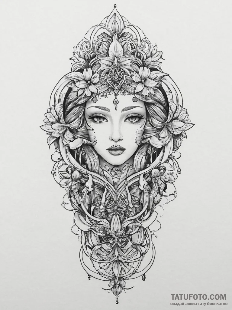 Tattoo sketch ornamental sleeve, artistic tat... - эскиз тату (№1757224709_0, 07.09.2025 05:58) — Tatufoto.com
