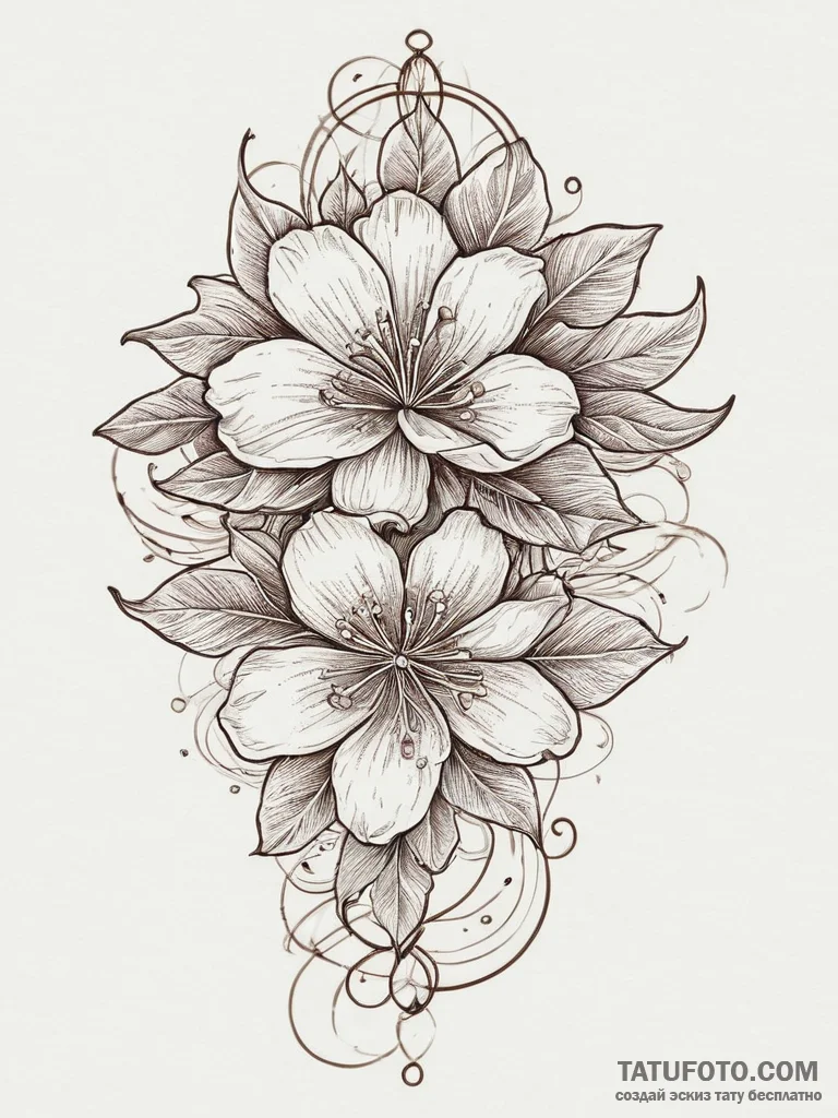 Tattoo sketch orange blossom, tattoo sketch d... - эскиз тату (№1757227080_0, 07.09.2025 06:38) — Tatufoto.com