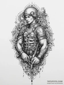 Tattoo sketch soldier with a scissors, ink il... - эскиз тату (№1757227475_0, 07.09.2025 06:44) — Tatufoto.com