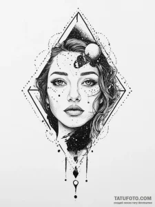 Tattoo sketch cosmic universe, artistic tatto... - эскиз тату (№1757228069_0, 07.09.2025 06:54) — Tatufoto.com