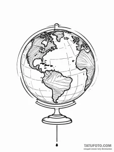 Tattoo sketch globe, ink illustration for tat... - эскиз тату (№1757229053_0, 07.09.2025 07:10) — Tatufoto.com