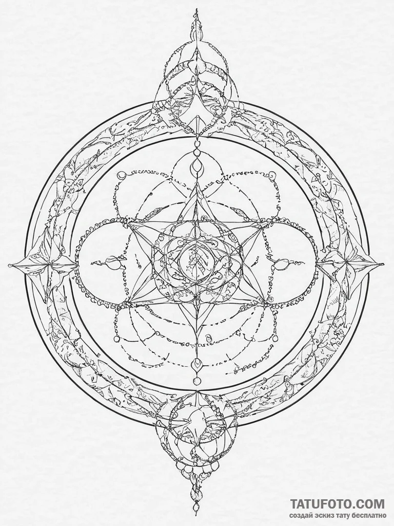 Tattoo sketch alchemical circle - эскиз тату (№1757229654_0, 07.09.2025 07:20) — Tatufoto.com