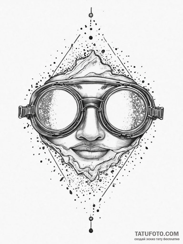 Tattoo sketch swimming goggles and pool lanes... - эскиз тату (№1757232828_0, 07.09.2025 08:13) — Tatufoto.com