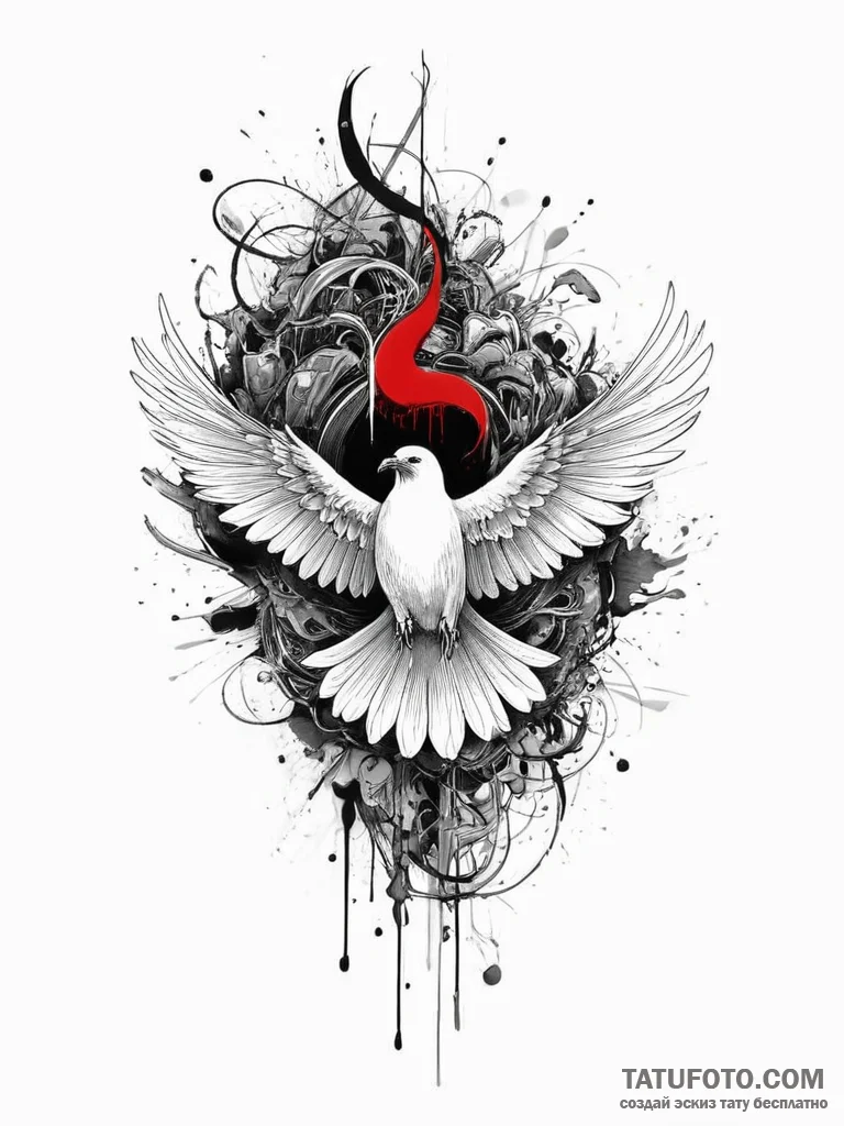 Tattoo sketch holy ghost, concept art for tat... - эскиз тату (№1757233030_0, 07.09.2025 08:17) — Tatufoto.com