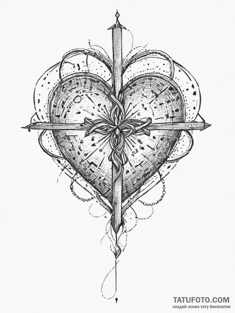 Tattoo sketch heart, tattoo sketch design, on... - эскиз тату (№1757233428_0, 07.09.2025 08:23) — Tatufoto.com