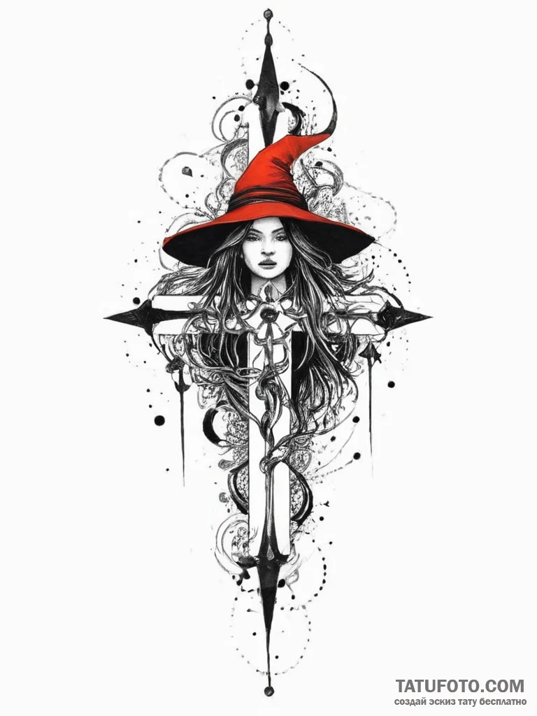 Tattoo sketch witch tattoo, tattoo sketch des... - эскиз тату (№1757233832_0, 07.09.2025 08:30) — Tatufoto.com