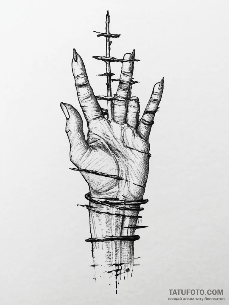 Tattoo sketch hands with prison bars, artisti... - эскиз тату (№1757234428_0, 07.09.2025 08:40) — Tatufoto.com