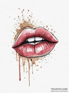 Tattoo sketch lipstick with lips, tattoo sket... - эскиз тату (№1757235031_0, 07.09.2025 08:50) — Tatufoto.com