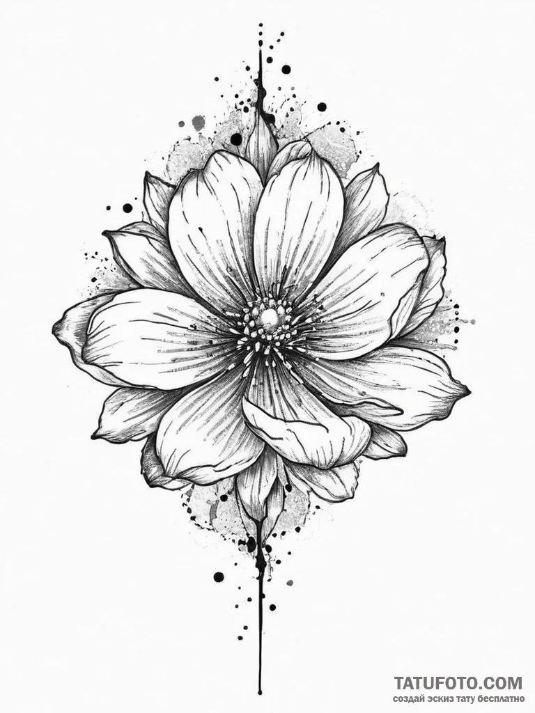 Tattoo sketch blossom, concept art for tattoo... - эскиз тату (№1757235232_0, 07.09.2025 08:53) — Tatufoto.com