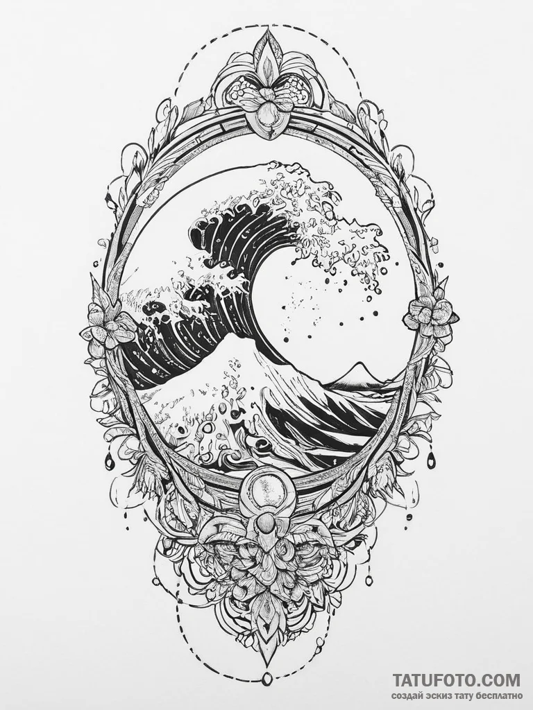 Tattoo sketch cosmic wave, artistic tattoo sk... - эскиз тату (№1757237619_0, 07.09.2025 09:33) — Tatufoto.com