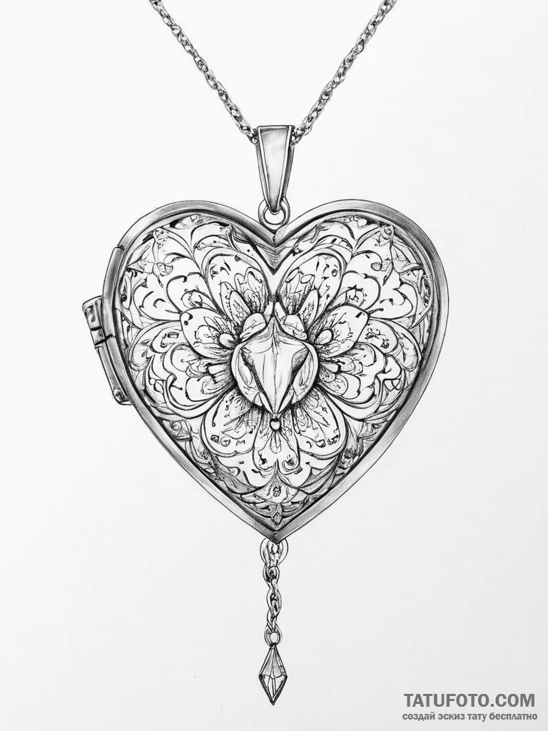 Tattoo sketch locket tattoo - эскиз тату (№1757238815_0, 07.09.2025 09:53) — Tatufoto.com