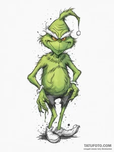 Tattoo sketch the grinch with a foot, ink ill... - эскиз тату (№1757244557_0, 07.09.2025 11:29) — Tatufoto.com