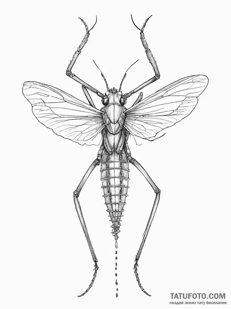 Tattoo sketch katydid - эскиз тату (№1757244952_0, 07.09.2025 11:35) — Tatufoto.com