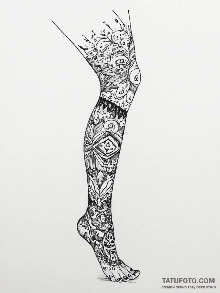 Tattoo sketch leg, tattoo sketch design, vibr... - эскиз тату (№1757247138_0, 07.09.2025 12:12) — Tatufoto.com