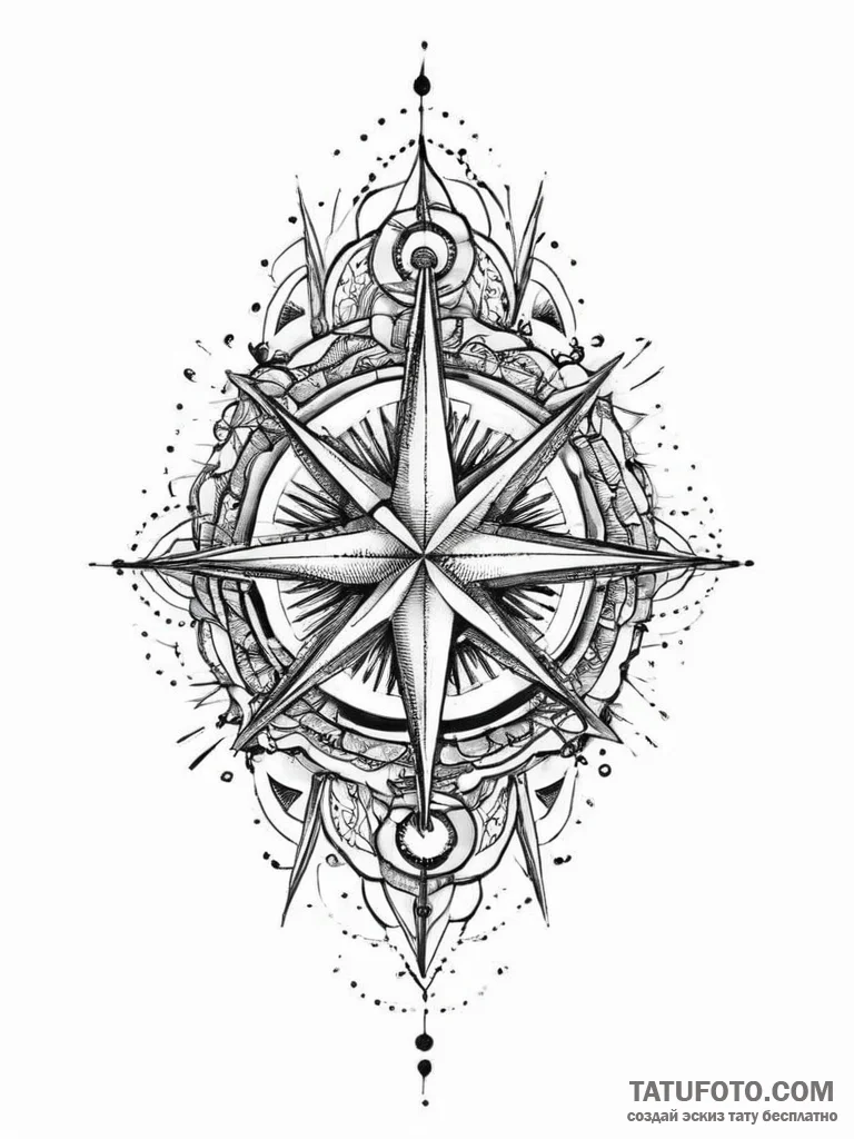 Tattoo sketch kolovrat with a star, tattoo dr... - эскиз тату (№1757247332_0, 07.09.2025 12:15) — Tatufoto.com