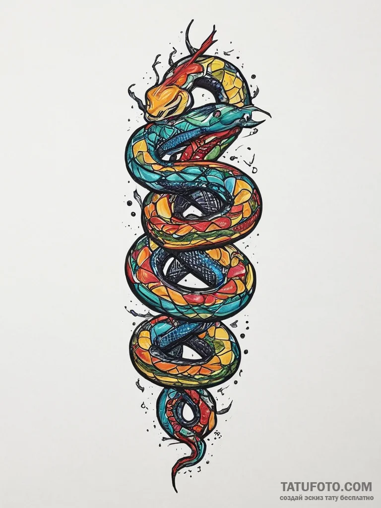 Tattoo sketch змея кусает себя за хвост, tatt... - эскиз тату (№1757247528_0, 07.09.2025 12:18) — Tatufoto.com