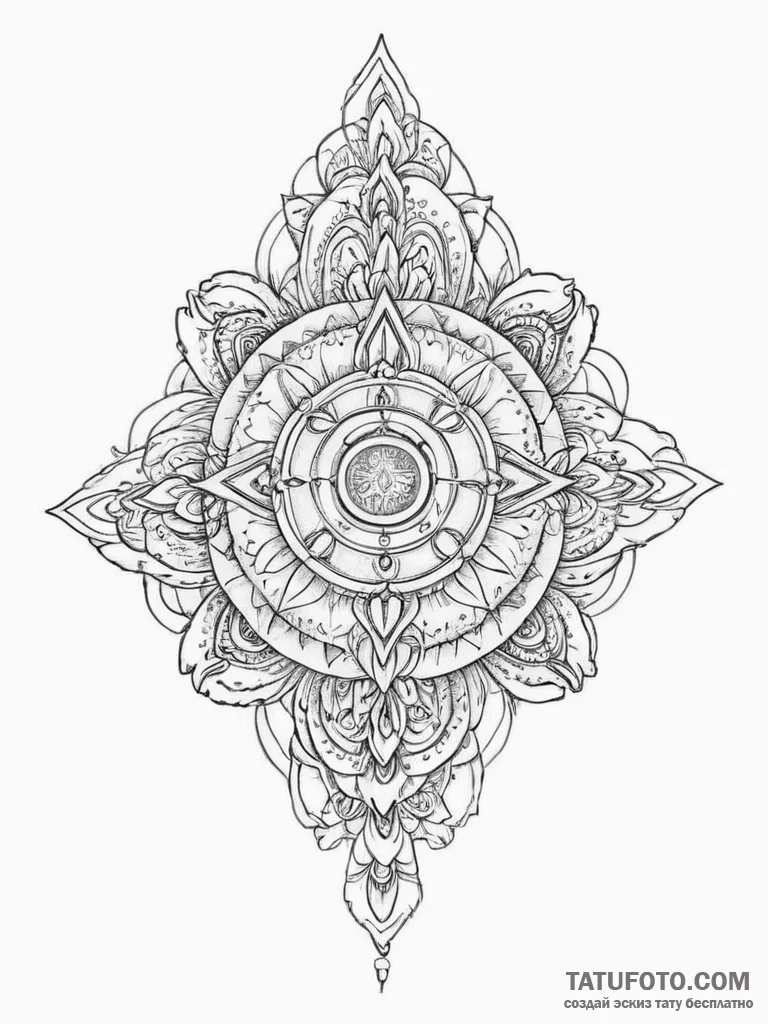 Tattoo sketch sacred kingdom - эскиз тату (№1757249704_0, 07.09.2025 12:55) — Tatufoto.com
