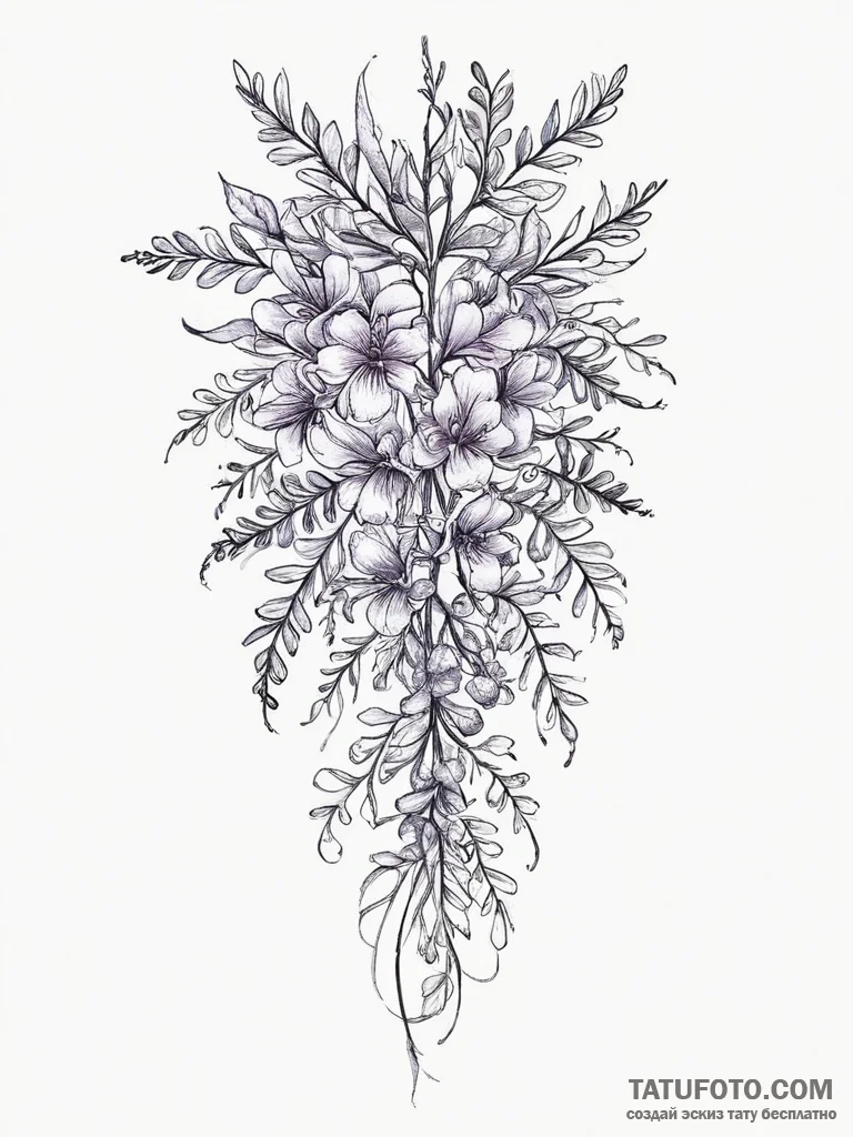 Tattoo sketch wisteria flower, tattoo sketch... - эскиз тату (№1757250492_0, 07.09.2025 13:08) — Tatufoto.com