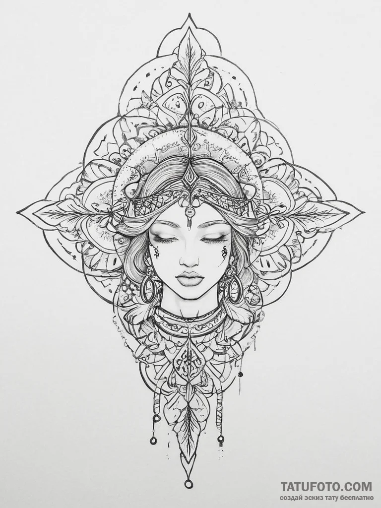 Tattoo sketch blessed representation - эскиз тату (№1757250686_0, 07.09.2025 13:11) — Tatufoto.com
