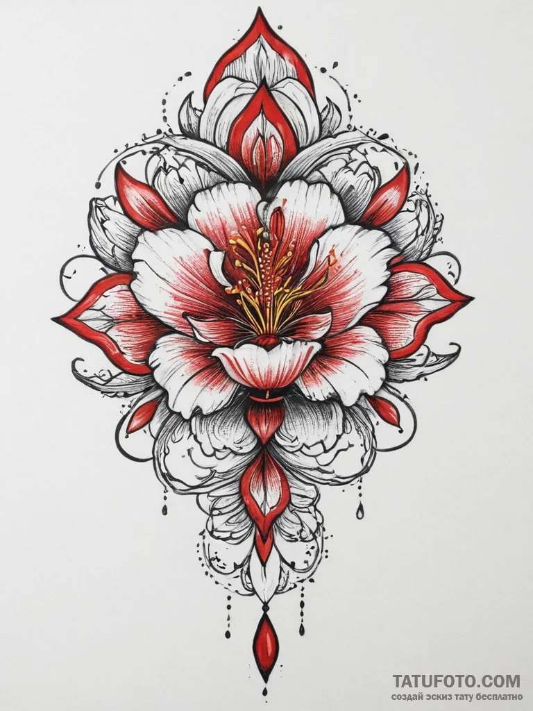 Tattoo sketch saffron flower, tattoo sketch d... - эскиз тату (№1757251076_0, 07.09.2025 13:17) — Tatufoto.com
