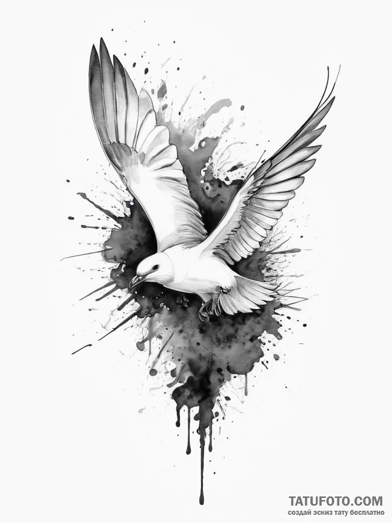 Tattoo sketch kittiwake, ink illustration for... - эскиз тату (№1757251274_0, 07.09.2025 13:21) — Tatufoto.com