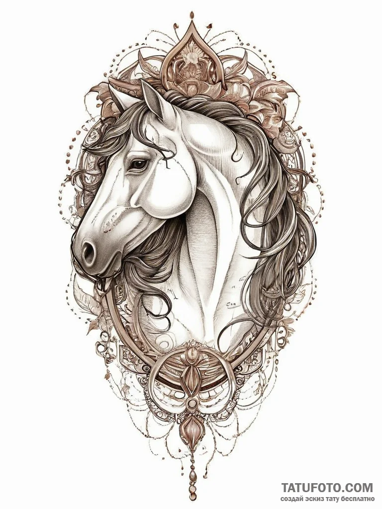 Tattoo sketch mythical horse, tattoo line art... - эскиз тату (№1757252908_0, 07.09.2025 13:48) — Tatufoto.com