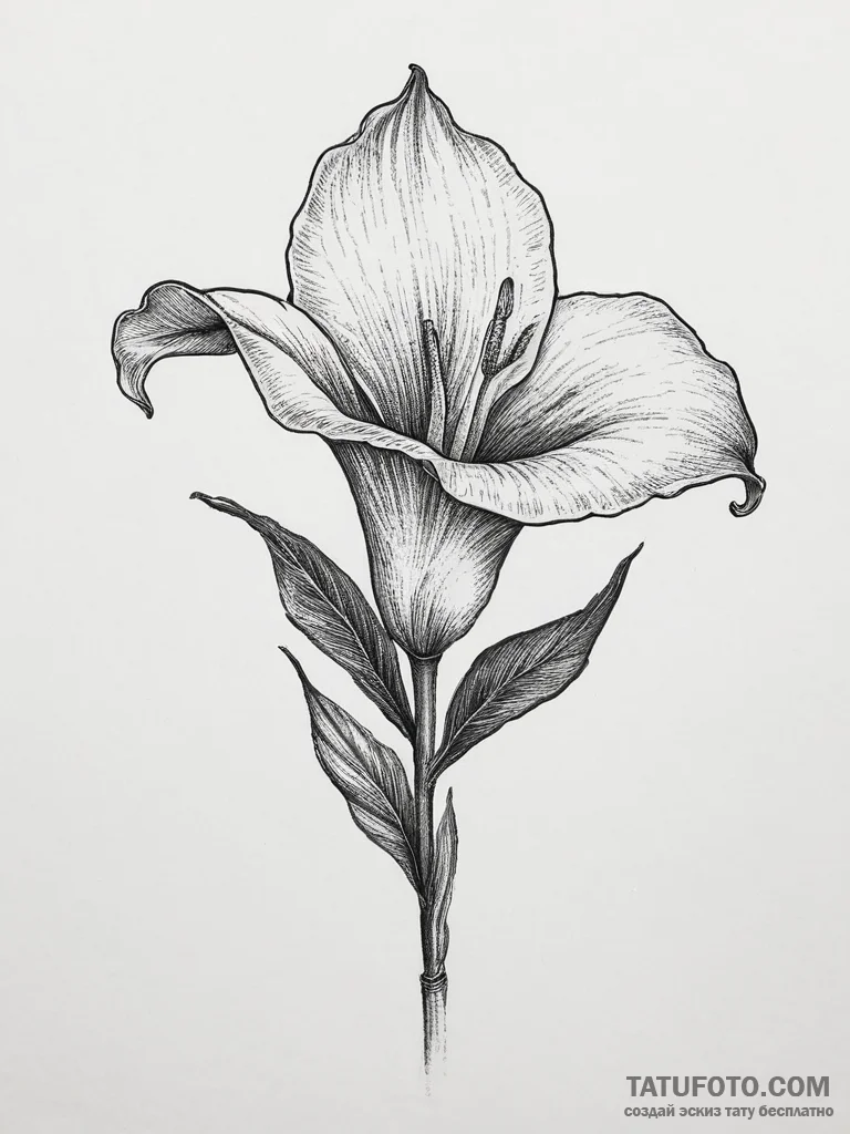Tattoo sketch calla lily, tattoo drawing outl... - эскиз тату (№1757253710_0, 07.09.2025 14:01) — Tatufoto.com