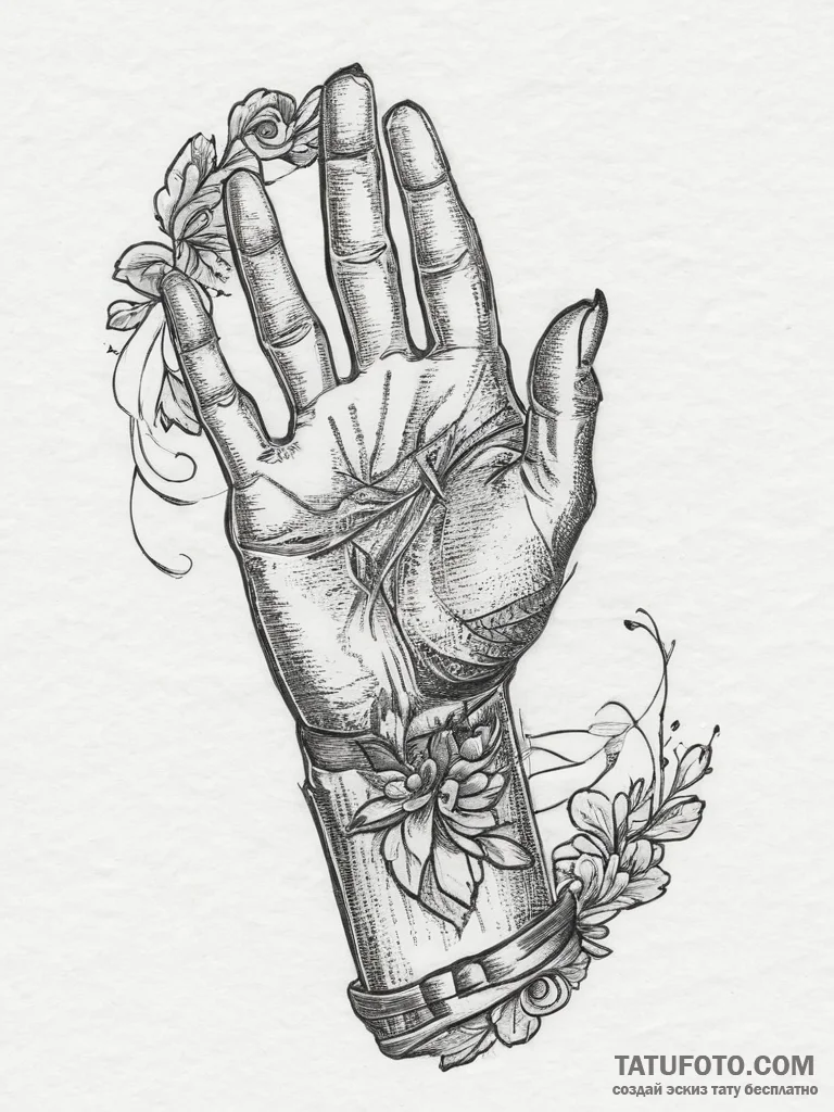 Tattoo sketch hands with a scroll, tattoo fla... - эскиз тату (№1757255299_0, 07.09.2025 14:28) — Tatufoto.com