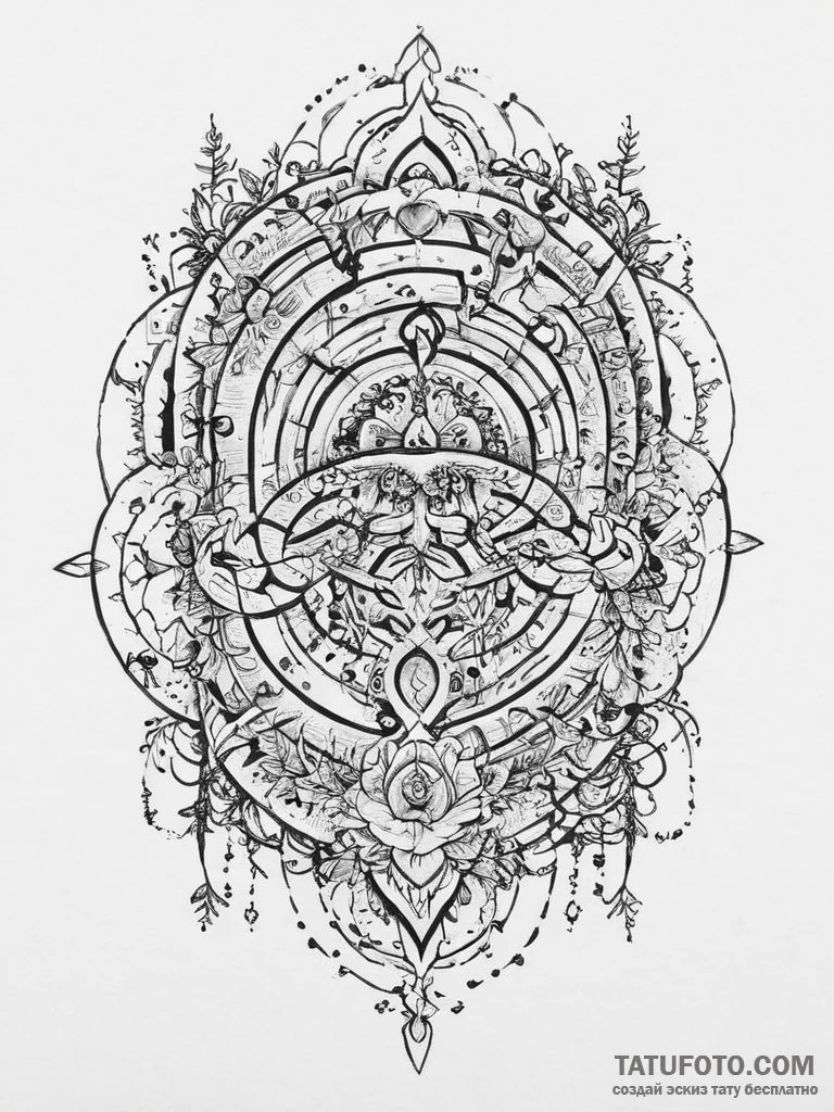 Tattoo sketch labyrinth, tattoo flash sheet d... - эскиз тату (№1757258110_0, 07.09.2025 15:15) — Tatufoto.com