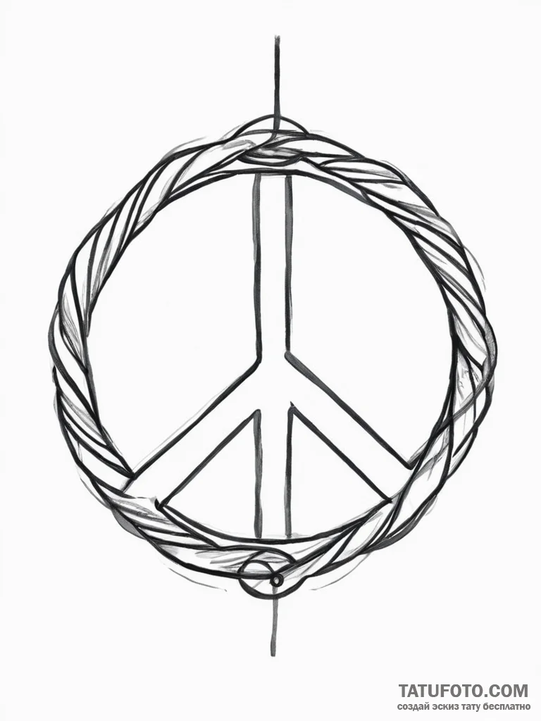Tattoo sketch peace symbol in a circle - эскиз тату (№1757258707_0, 07.09.2025 15:25) — Tatufoto.com