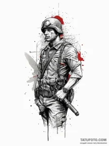 Tattoo sketch soldier with a scroll, concept... - эскиз тату (№1757260487_0, 07.09.2025 15:54) — Tatufoto.com