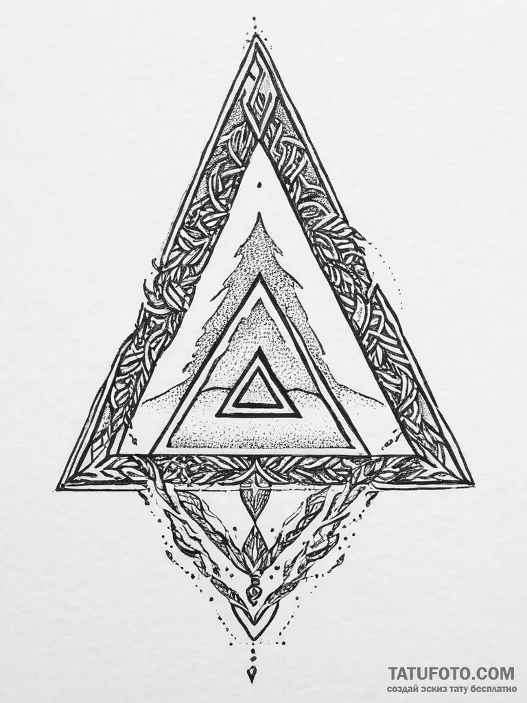 Tattoo sketch norse valknut symbol, ink illus... - эскиз тату (№1757261278_0, 07.09.2025 16:07) — Tatufoto.com