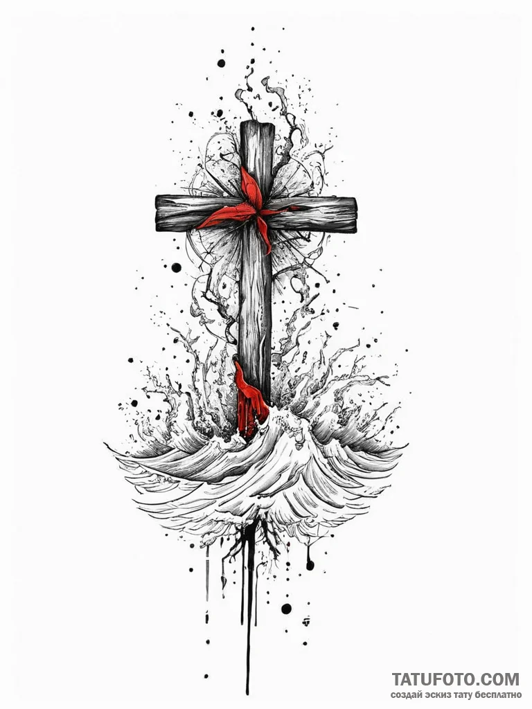 Tattoo sketch ocean storm, concept art for ta... - эскиз тату (№1757261478_0, 07.09.2025 16:11) — Tatufoto.com