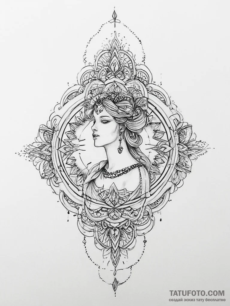 Tattoo sketch divine origin - эскиз тату (№1757262269_0, 07.09.2025 16:24) — Tatufoto.com