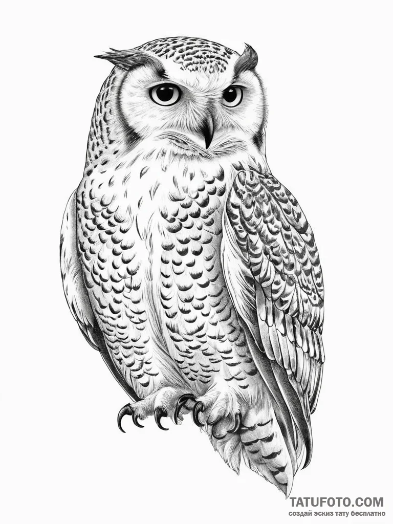 Tattoo sketch snowy owl, tattoo sketch design... - эскиз тату (№1757262467_0, 07.09.2025 16:27) — Tatufoto.com