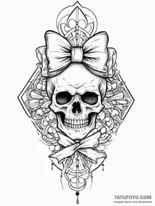 Tattoo sketch череп с бантом, artistic tattoo... - эскиз тату (№1757262864_0, 07.09.2025 16:34) — Tatufoto.com