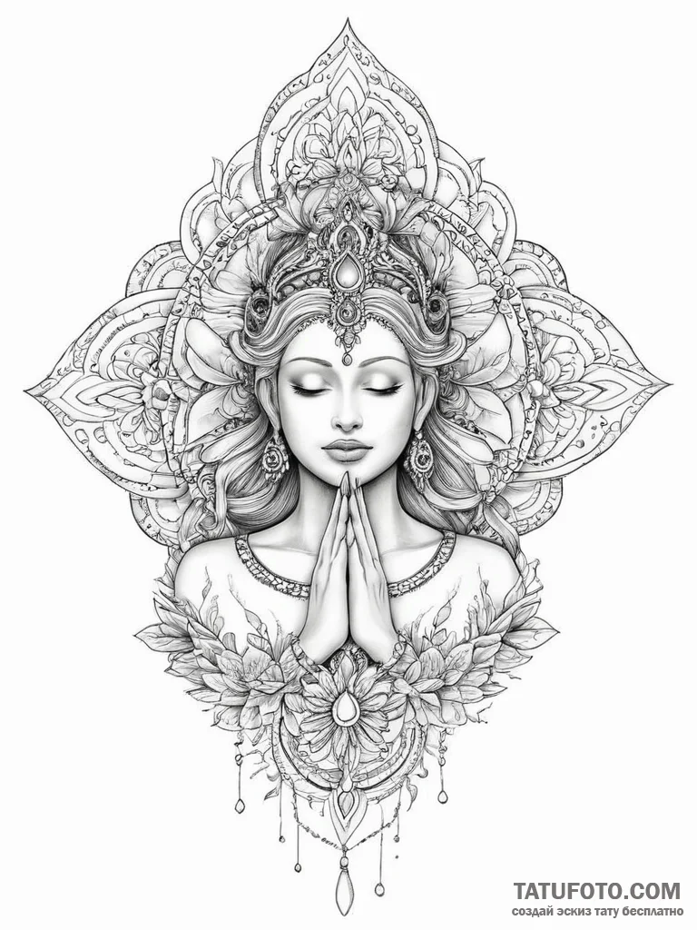 Tattoo sketch divine being - эскиз тату (№1757263255_0, 07.09.2025 16:40) — Tatufoto.com